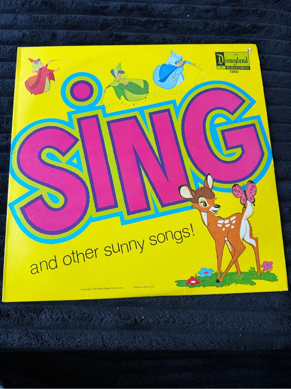 Vintage Disneyland "Sing and Other Sunny Songs" Bright Yellow Vinyl